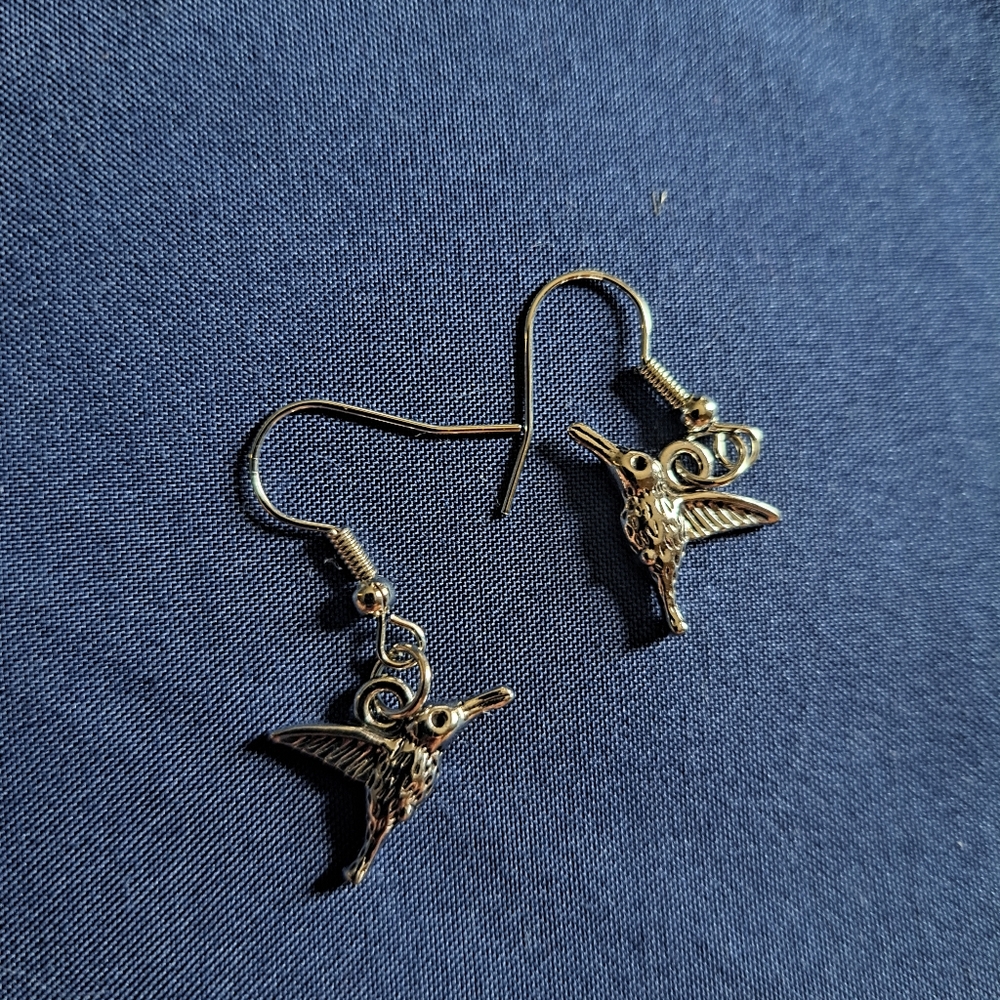 Silver Hummingbird Earrings - Picture 2 of 8